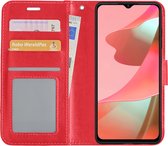 Hoes Geschikt voor OPPO A16 Hoesje Book Case Hoes Flip Cover Wallet Bookcase - Rood