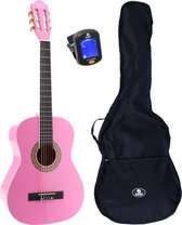 LaPaz 002 PI klassieke gitaar 3/4-formaat roze + gigbag + stemapparaat