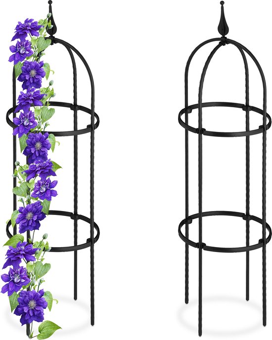 Relaxdays plantenklimrek set van 2 klimplantensteun 200 x 50 cm ijzer zwart