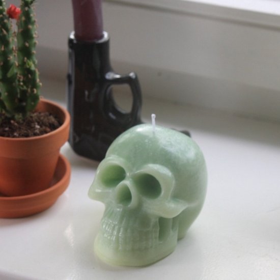 Schedel kaars ,Skull candle, doodskop kaars, groene kaars, greenskull,  gothic/ metal/... | bol.com