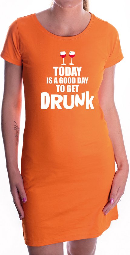 Koningsdag jurkje good day to get drunk oranje - dames - Kingsday EK/ WK dress / outfit / kleding