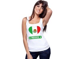 Mexico singlet shirt/ tanktop met Mexicaanse vlag in hart wit dames L