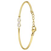 Lucardi - Dames Goldplated armband infinity met kristal - Staal - Armband - Cadeau - 20 cm -