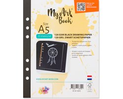 MyArt®Book schetspapier 120 g/m2 zwart papier – formaat A5 - 20 vel per set