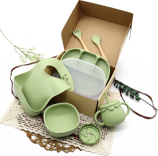 LaCardia siliconen kinderservies met zuignap Groen - kinderservies set - bordje voor baby en kind met zuignap - baby servies van LaCardia — afbeelding 3