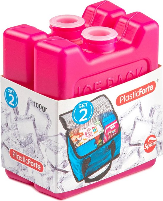 Plasticforte kleine koelelementen - 8x stuks - 100 grams - 7 x 8 cm - roze - plastic van PlasticForte — afbeelding 3