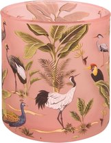 Style hollandais - Baroque Collection - Photophore - Oiseaux Héron sur Pink - Glas