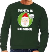 Foute kersttrui - Santa is coming - thats what she said - groen voor heren XXL