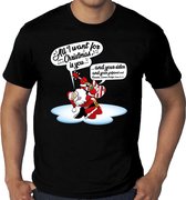 Grote maten foute Kerst shirt / t-shirt - Zingende kerstman met gitaar / All I Want For Christmas - zwart voor heren - kerstkleding / kerst outfit XXXXL