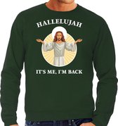 Hallelujah its me im back Kerstsweater / Kerst trui groen voor heren - Kerstkleding / Christmas outfit L
