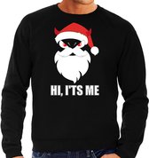 Devil Santa Kerstsweater / Kerst trui hi its me zwart voor heren - Kerstkleding / Christmas outfit XL