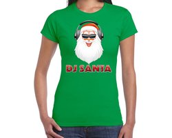 Fout kerstshirt / t-shirt groen DJ Santa met koptelefoon voor dames - kerstkleding / christmas outfit XL