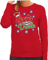 Foute kersttrui / sweater Santa is a little drunk rood voor dames - kerstkleding / christmas outfit XS