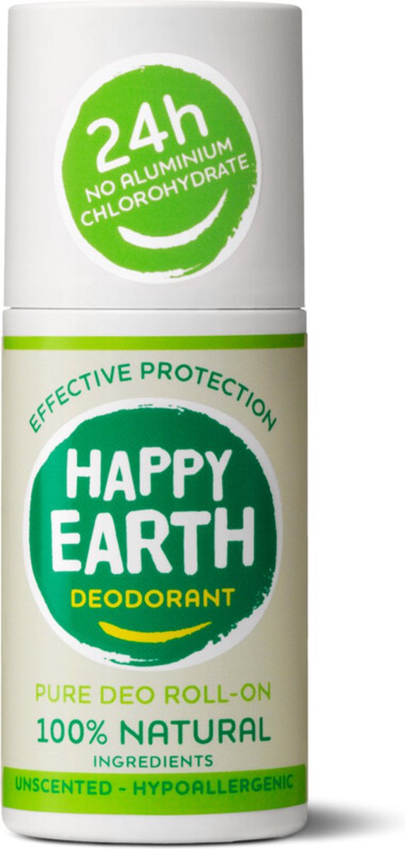 Happy Earth 100% Natuurlijke Deodorant Roll-On Unscented 75 ml