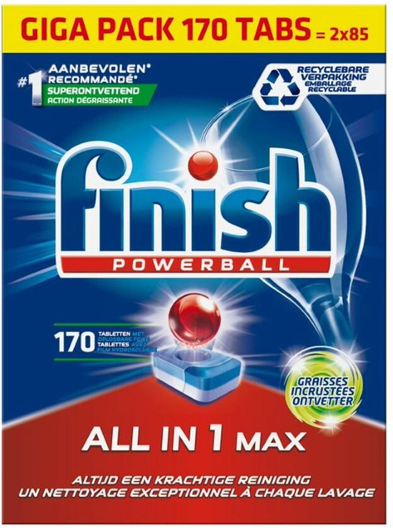 Finish All in 1 Max Ontvetter Vaatwastabletten - 170 Tabs - Voordeelverpakking