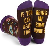 Chaussettes d'intérieur Funny Chaussettes Donut - Cute Home Socks AntiSlip Women and Men - If You Can Read This Donuts - 37 à 45 - Cadeau