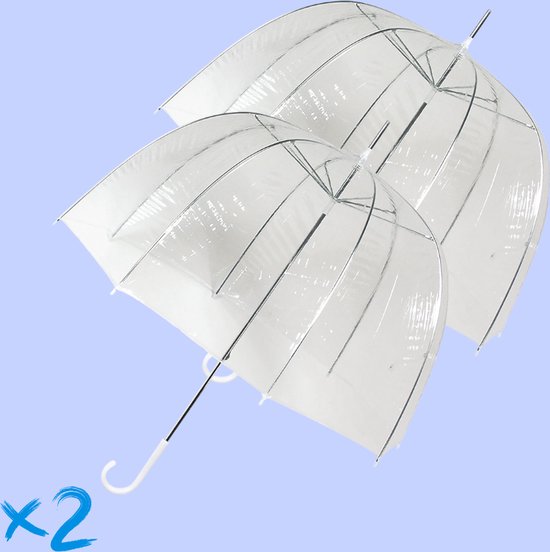 2x Parapluie dôme transparent 75 cm - parapluie transparent - parapluie de  mariage -... | bol.com