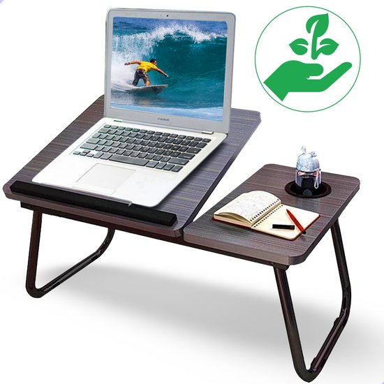 TrueLogic Alpha laptoptafel – bedtafel - laptop verhoger - Laptop standaard - bedleestafel - bedtafel inklapbaar - Laptopstandaard zwart