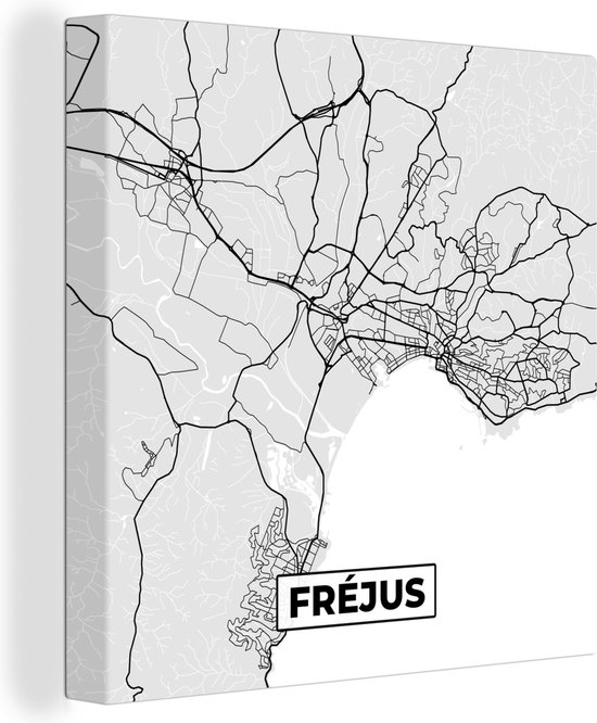 Canvas Schilderij Stadskaart - Frankrijk - Kaart - Fréjus - Plattegrond - Wanddecoratie