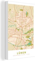 Canvas Schilderij Stadskaart - Lünen - Plattegrond - Kaart - Vintage - 80x120 cm - Wanddecoratie
