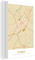 Toile Peinture Carte - Plan de Ville - Plan - België - Ciney - 120x180 cm - Décoration murale XXL