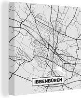 Peinture sur toile Ibbenbüren - Carte - Plan d'étage - Plan de la ville - Allemagne - 20x20 cm - Décoration murale