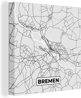 Canvas Schilderij Bremen - Kaart - Stadskaart - Plattegrond - Duitsland - 20x20 cm - Wanddecoratie