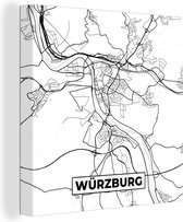 Canvas Schilderij Würzburg - Kaart - Stadskaart - Plattegrond - 20x20 cm - Wanddecoratie