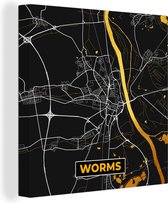 Canvas Schilderij Stadskaart – Kaart – Worms – Gold – Duitsland – Plattegrond - 50x50 cm - Wanddecoratie