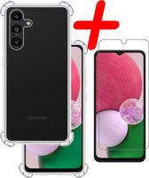 Hoes Geschikt voor Samsung A13 5G Hoesje Shock Proof Case Hoes Siliconen Met Screenprotector - Hoesje Geschikt voor Samsung Galaxy A13 5G Hoes Cover Shockproof - Transparant.