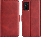 Oppo A76 - Oppo A96 Hoesje - MobyDefend Luxe Wallet Book Case (Sluiting Zijkant) - Rood - GSM Hoesje - Telefoonhoesje Geschikt Voor Oppo A76 - Oppo A96