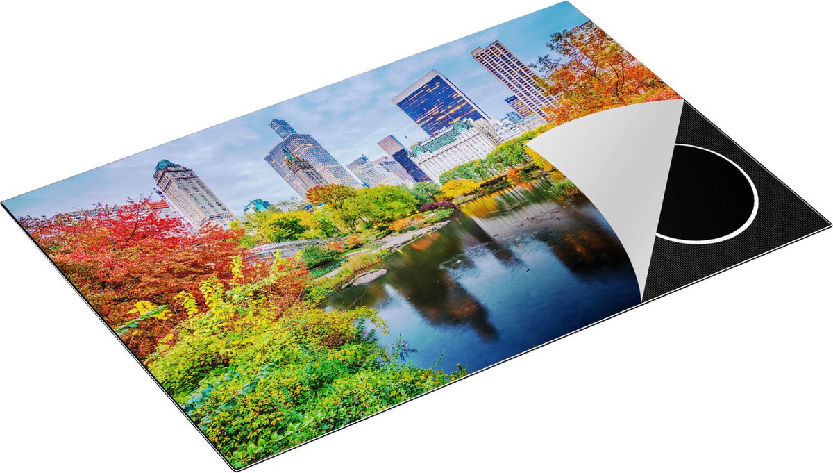 Chefcare Inductie Beschermer Kleurrijke Central Park tijdens de Herfst - 80x50 cm - Afdekplaat Inductie - Kookplaat Beschermer - Inductie Mat