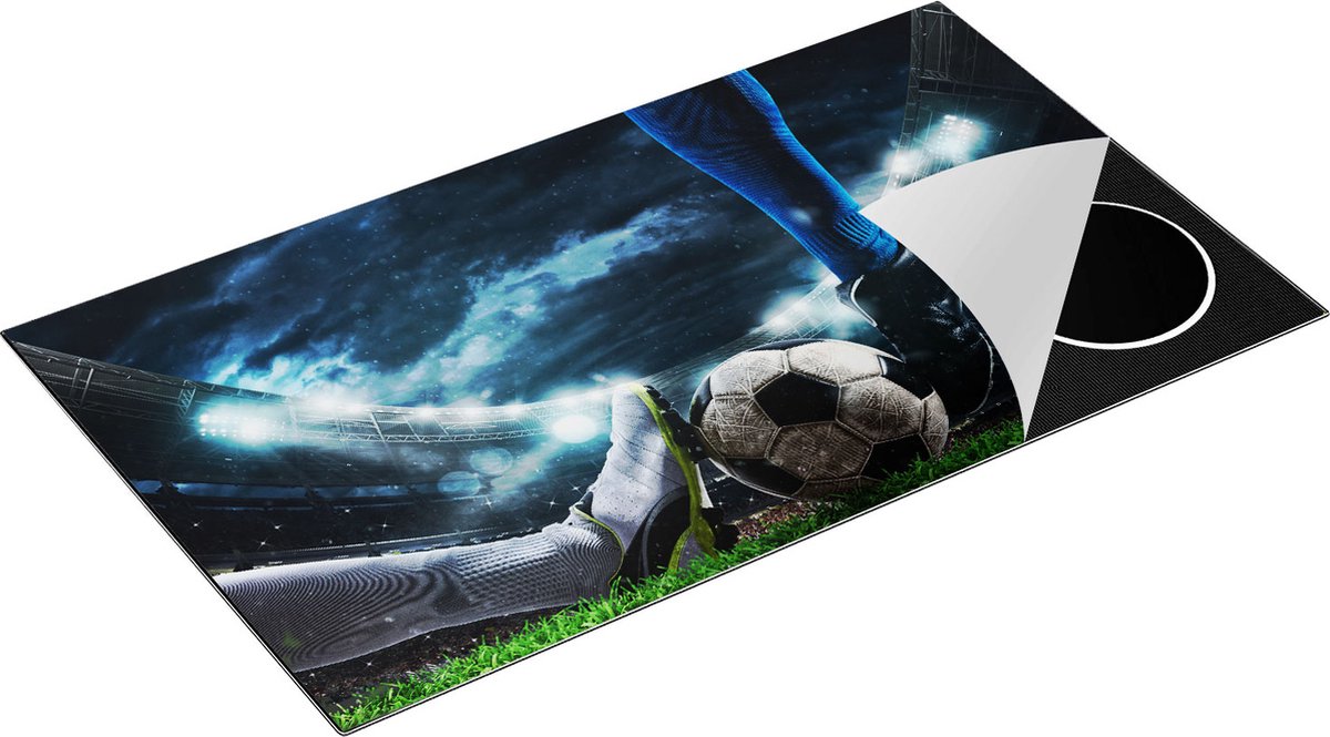 Chefcare Inductie Beschermer Voetbal Sliding op de Bal in het Stadion - 90x55 cm - Afdekplaat Inductie - Kookplaat Beschermer - Inductie Mat