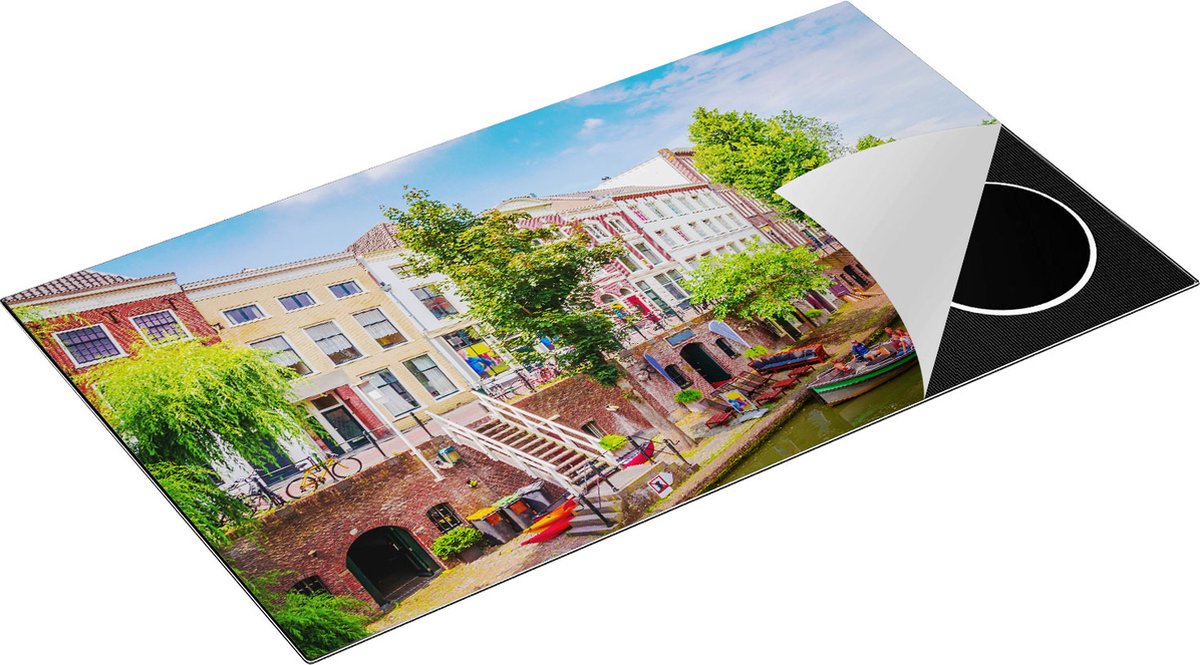 Chefcare Inductie Beschermer Huisjes aan de Oudegracht in Utrecht - 90x52 cm - Afdekplaat Inductie - Kookplaat Beschermer - Inductie Mat