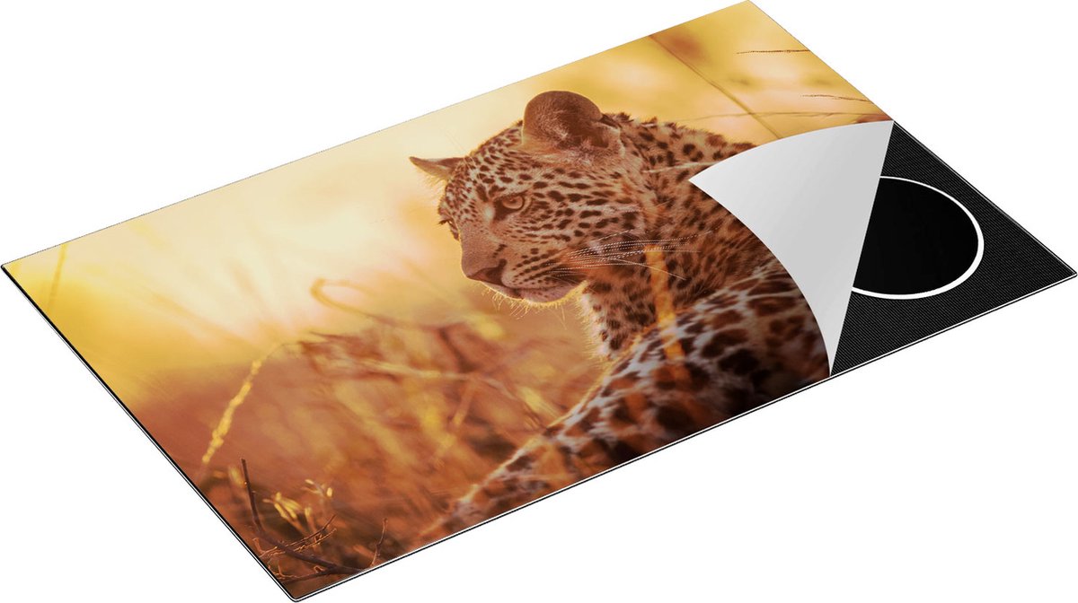 Chefcare Inductie Beschermer Luipaard Rust in de Zon - 85x50 cm - Afdekplaat Inductie - Kookplaat Beschermer - Inductie Mat