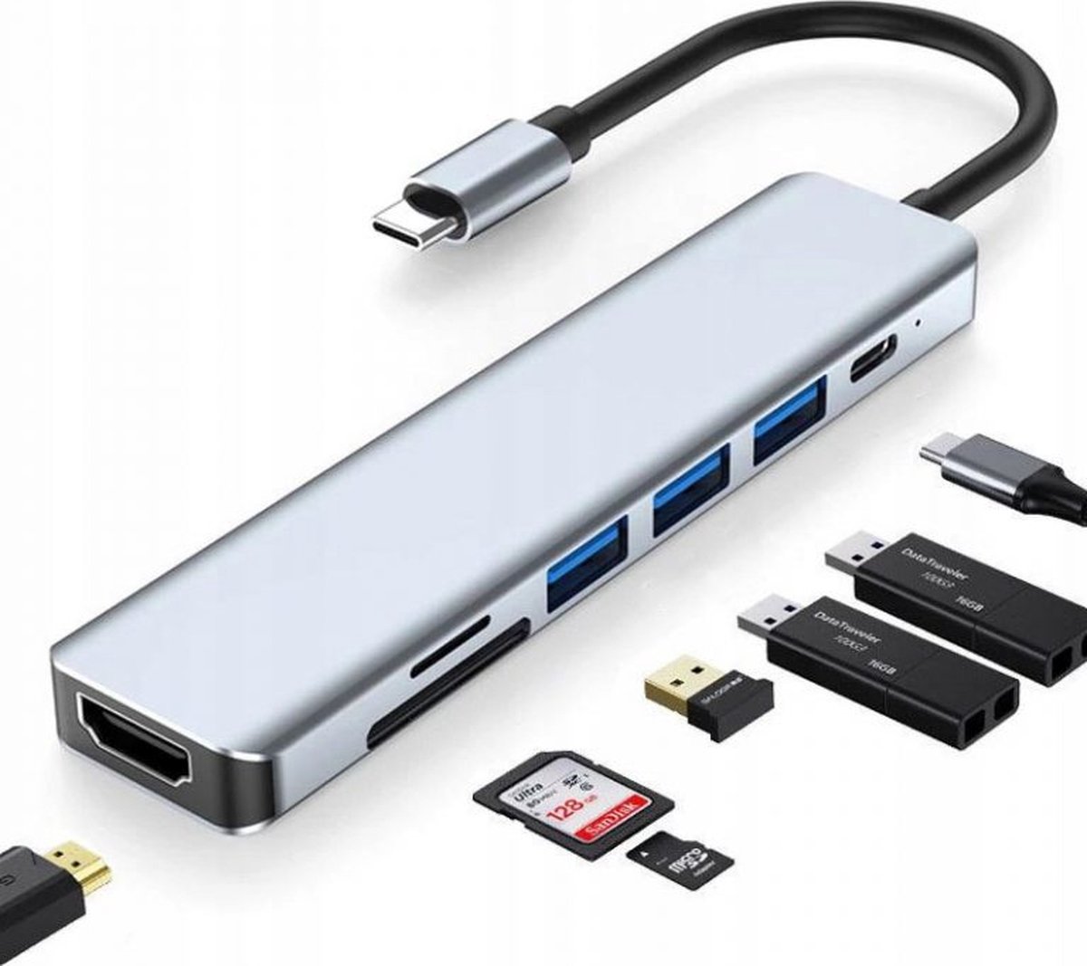 7 in 1 USB-C multifunctionele 3.1 hub voor macbook met kaartlezer