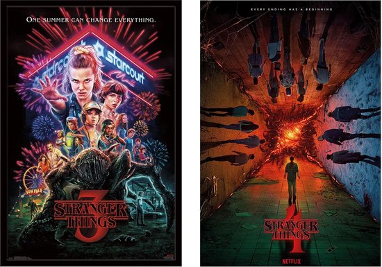 Stranger Things 3 en 4 posters - Netflix - duo set - Eleven - Mike - Dustin - 61 x 91.5 cm