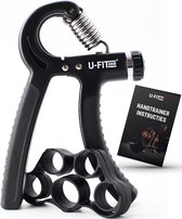 U-Fit One Handtrainer 10 tot 60kg - Verstelbare Handgrip - Handknijper - Vingertrainer - Onderarm Grip Trainer - Zwart