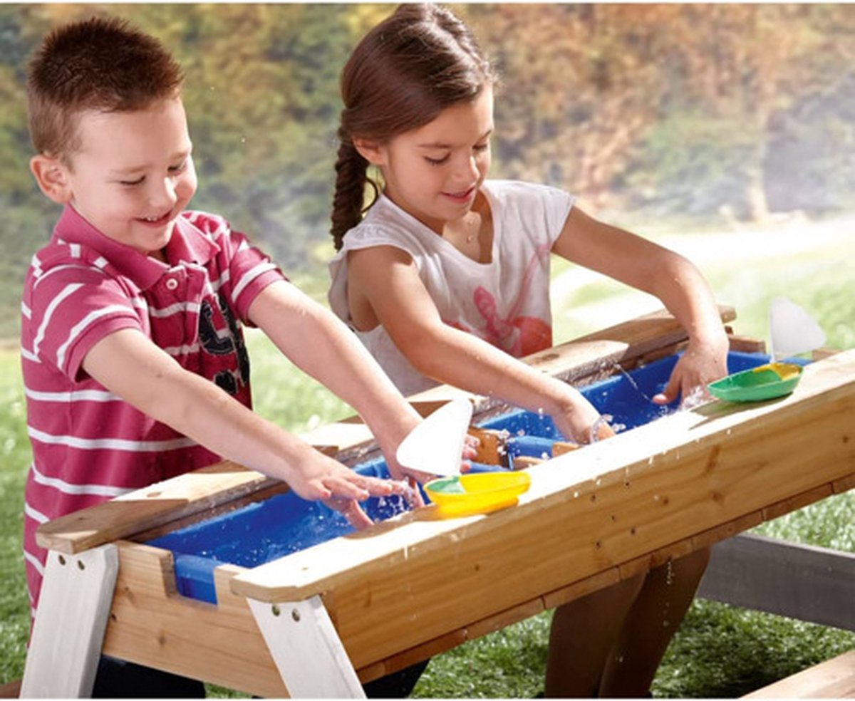 AXI Nick Zand & Water Picknicktafel in Bruin/Wit voor kinderen - Met in hoogte verstelbare Parasol in Blauw/Wit - Multifunctionele Picknick tafel van FSC hout - Picknick tafel voor kinderen van hout — afbeelding 20