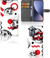 Étui pour téléphone portable Xiaomi 12 Pro Bookstyle Case Skull Rouge
