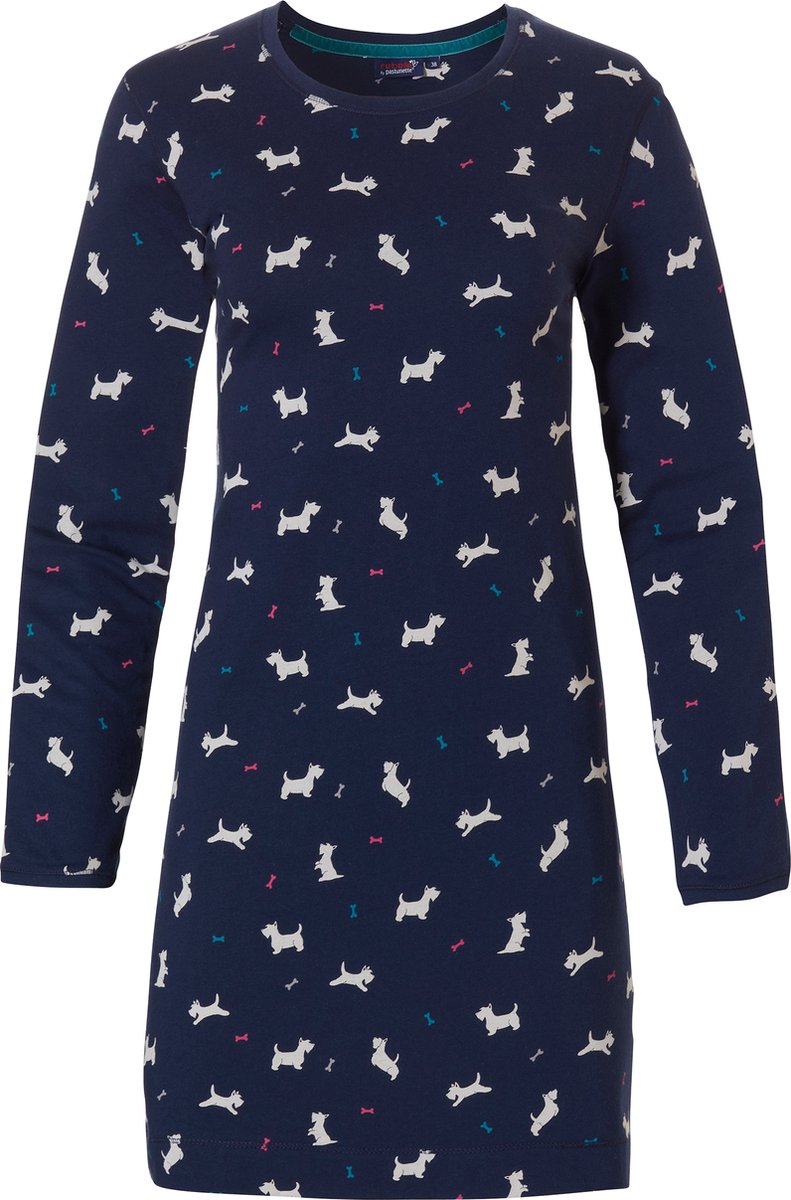 Rebelle Dames Nachthemd Scottie - Katoen blauw