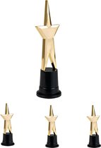 4x stuks star award prijs met gouden ster 22 cm - Van plastic - Feestartikelen - Awards/sportprijzen