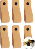 Leren handgrepen - Naturel - 12 stuks - 16,5 x 2,5 cm - incl. 3 kleuren schroeven - handgrepen kast leer - meubelgrepen - handvaten kast - leren lus