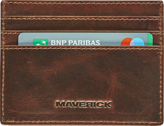 Maverick l'original - porte-cartes - porte-cartes de crédit - fermeture à bouton-poussoir - marron