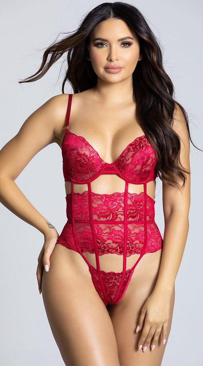 Sexy Bodysuit Lingerie Diepe V-mouw - Rode Sexy Body - Sexy Lingerie - EU-maat: XL