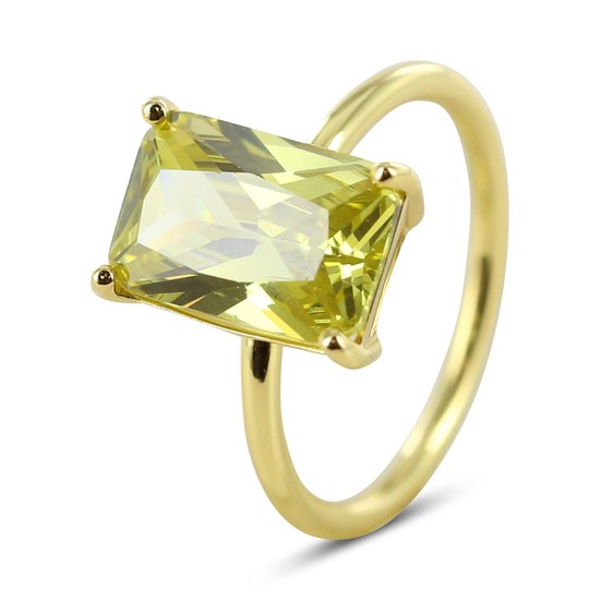Silventi 9SIL-22591 Ring Argent - Femme - Zircone - Rectangle -12 x 8 mm - Vert Clair - Taille 54 - Goud mm - Argent - Argent Or