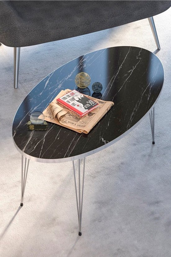 Salontafel | Marmer look | Zwart | Luxe design | Marmeren bijzettafel |  Sofa tafels... | bol.com