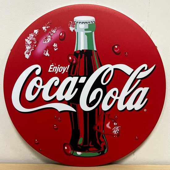 Coca Cola Reclamebord van metaal METALEN-WANDBORD - MUURPLAAT - VINTAGE - RETRO - HORECA- BORD-WANDDECORATIE -TEKSTBORD - DECORATIEBORD - RECLAMEPLAAT - WANDPLAAT - NOSTALGIE -CAFE- BAR -MANCAVE- KROEG- MAN CAVE