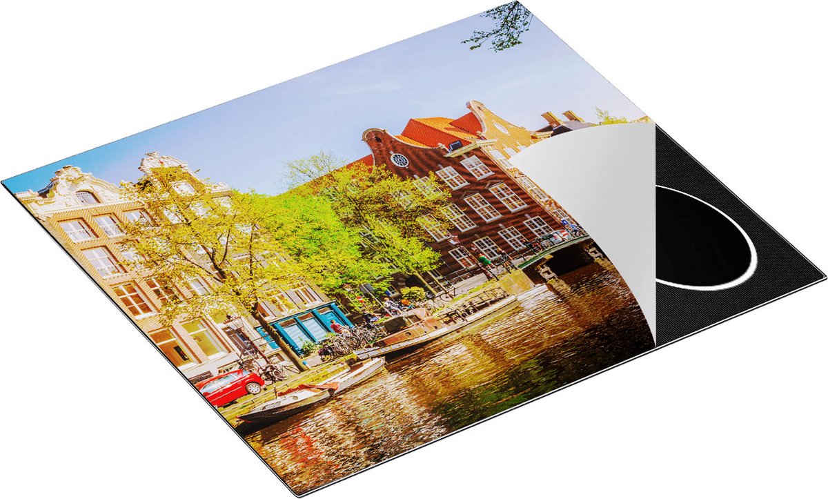 Chefcare Inductie Beschermer Amsterdamse Gracht tijdens Zonsondergang - 57,6x51,6 cm - Afdekplaat Inductie - Kookplaat Beschermer - Inductie Mat