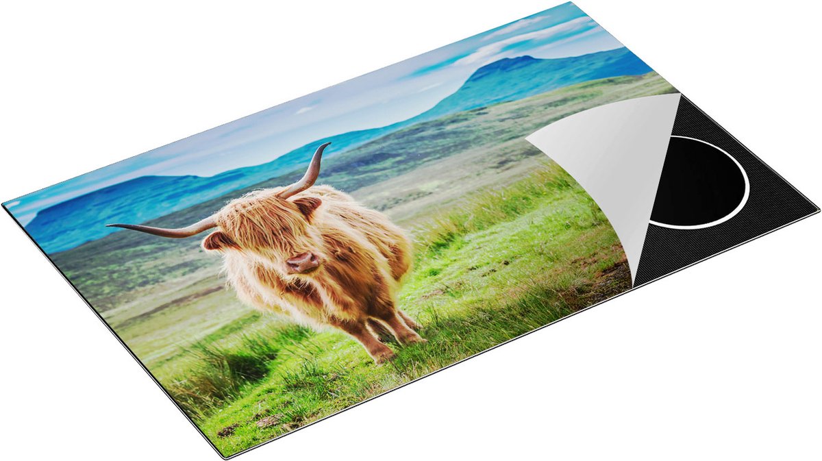 Chefcare Inductie Beschermer Schotse Hooglander in de Wei - Kleur - 85x50 cm - Afdekplaat Inductie - Kookplaat Beschermer - Inductie Mat